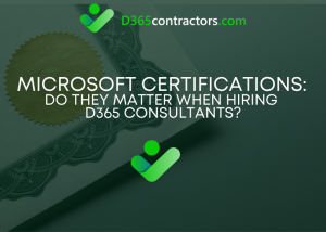 Gold certificate seal representing D365 consultant certifications versus real implementation experience